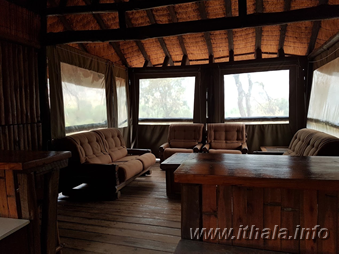 Open-plan lounge inside the four-sleeper Thalu Bush Camp